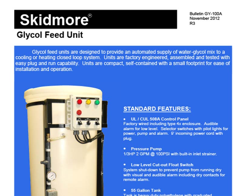 Skidmore Glycol Side Stream Feed Units